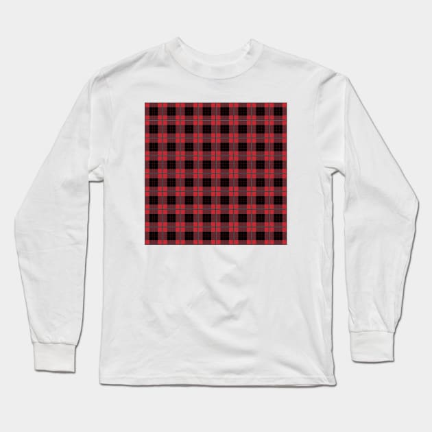 Red and Black Christmas Plaid Tartan Pattern Long Sleeve T-Shirt by Gsallicat